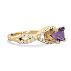 Amethyst Diamond Twist 5Mm Square Engagment  14K Yellow Gold ring R26405SQ