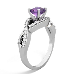 Amethyst Diamond Twist 6Mm Round Engagment  14K White Gold ring R26406RD