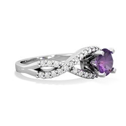 Amethyst Diamond Twist 6Mm Round Engagment  14K White Gold ring R26406RD