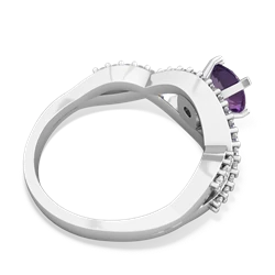 Amethyst Diamond Twist 6Mm Round Engagment  14K White Gold ring R26406RD