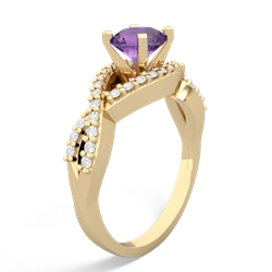 Amethyst Diamond Twist 6Mm Round Engagment  14K Yellow Gold ring R26406RD