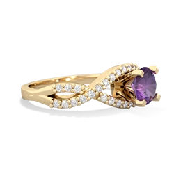 Amethyst Diamond Twist 6Mm Round Engagment  14K Yellow Gold ring R26406RD