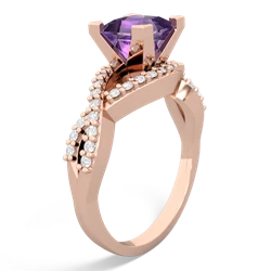 Amethyst Diamond Twist 6Mm Princess Engagment  14K Rose Gold ring R26406SQ