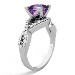 Amethyst Diamond Twist 6Mm Princess Engagment  14K White Gold ring R26406SQ