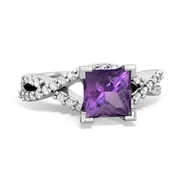 Amethyst Diamond Twist 6Mm Princess Engagment  14K White Gold ring R26406SQ