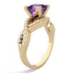 Amethyst Diamond Twist 6Mm Princess Engagment  14K Yellow Gold ring R26406SQ