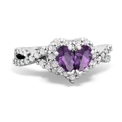 Amethyst Diamond Twist 'One Heart' 14K White Gold ring R2640HRT