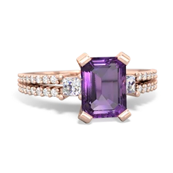 Amethyst Classic 8X6mm Emerald-Cut Engagement 14K Rose Gold ring R26438EM
