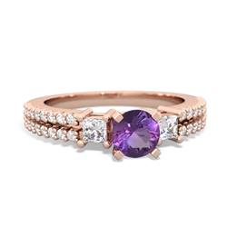 Amethyst Classic 5Mm Round Engagement 14K Rose Gold ring R26435RD