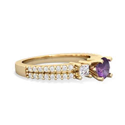 Amethyst Classic 5Mm Round Engagement 14K Yellow Gold ring R26435RD