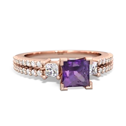 Amethyst Classic 5Mm Square Engagement 14K Rose Gold ring R26435SQ