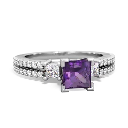 Amethyst Classic 5Mm Square Engagement 14K White Gold ring R26435SQ