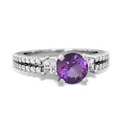 Amethyst Classic 6Mm Round Engagement 14K White Gold ring R26436RD