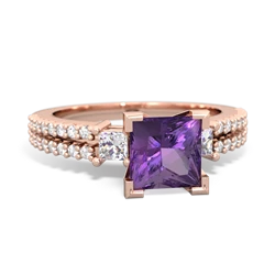 Amethyst Classic 6Mm Princess Engagement 14K Rose Gold ring R26436SQ