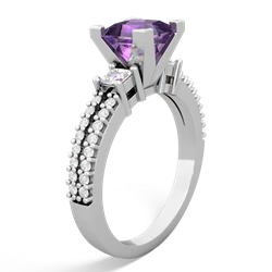 Amethyst Classic 6Mm Princess Engagement 14K White Gold ring R26436SQ