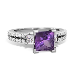 Amethyst Classic 6Mm Princess Engagement 14K White Gold ring R26436SQ