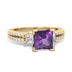 Amethyst Classic 6Mm Princess Engagement 14K Yellow Gold ring R26436SQ