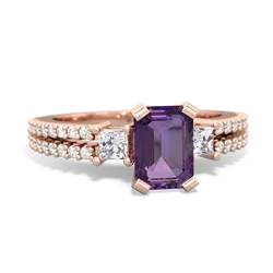 Amethyst Classic 7X5mm Emerald-Cut Engagement 14K Rose Gold ring R26437EM