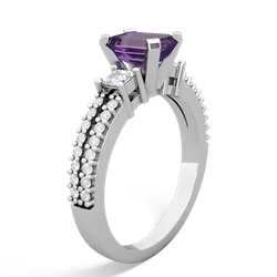 Amethyst Classic 7X5mm Emerald-Cut Engagement 14K White Gold ring R26437EM