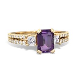 Amethyst Classic 7X5mm Emerald-Cut Engagement 14K Yellow Gold ring R26437EM