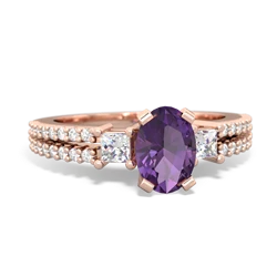 Amethyst Classic 7X5mm Oval Engagement 14K Rose Gold ring R26437VL