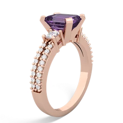 Amethyst Classic 8X6mm Emerald-Cut Engagement 14K Rose Gold ring R26438EM