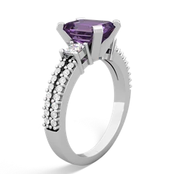 Amethyst Classic 8X6mm Emerald-Cut Engagement 14K White Gold ring R26438EM