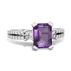 Amethyst Classic 8X6mm Emerald-Cut Engagement 14K White Gold ring R26438EM