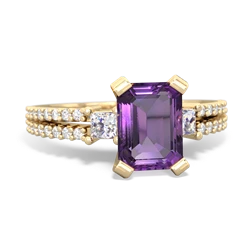 Amethyst Classic 8X6mm Emerald-Cut Engagement 14K Yellow Gold ring R26438EM