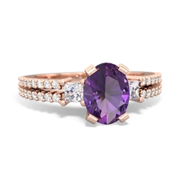 Amethyst Classic 8X6mm Oval Engagement 14K Rose Gold ring R26438VL