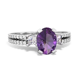 Amethyst Classic 8X6mm Oval Engagement 14K White Gold ring R26438VL