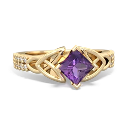 Thumbnail for Amethyst Celtic Knot Engagement 14K Yellow Gold ring R26445SQ - front view