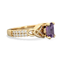 Amethyst Celtic Knot 7X5 Emerald-Cut Engagement 14K Yellow Gold ring R26447EM