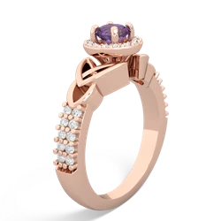 Amethyst Celtic Knot Halo 14K Rose Gold ring R26445RH