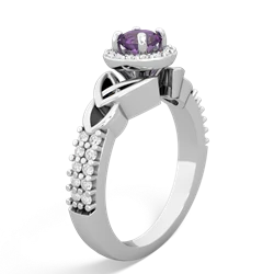 Amethyst Celtic Knot Halo 14K White Gold ring R26445RH