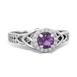 Amethyst Celtic Knot Halo 14K White Gold ring R26445RH