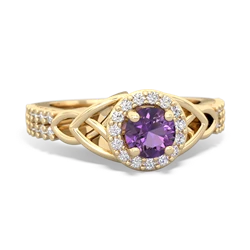 Amethyst Celtic Knot Halo 14K Yellow Gold ring R26445RH