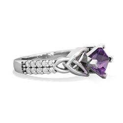 Amethyst Celtic Knot 5Mm Square Engagement 14K White Gold ring R26445SQ