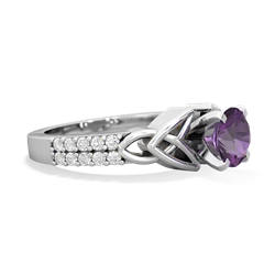 Amethyst Celtic Knot 6Mm Round Engagement 14K White Gold ring R26446RD