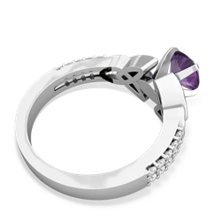 Amethyst Celtic Knot 6Mm Round Engagement 14K White Gold ring R26446RD