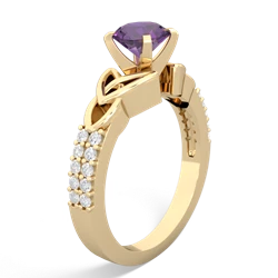 Amethyst Celtic Knot 6Mm Round Engagement 14K Yellow Gold ring R26446RD