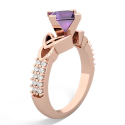 Amethyst Celtic Knot 6Mm Princess Engagement 14K Rose Gold ring R26446SQ