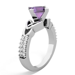 Amethyst Celtic Knot 6Mm Princess Engagement 14K White Gold ring R26446SQ