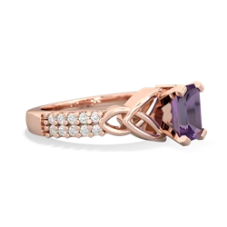 Amethyst Celtic Knot 7X5 Emerald-Cut Engagement 14K Rose Gold ring R26447EM