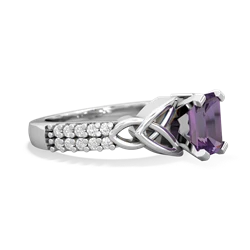 Amethyst Celtic Knot 7X5 Emerald-Cut Engagement 14K White Gold ring R26447EM