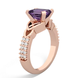 Amethyst Celtic Knot 8X6 Emerald-Cut Engagement 14K Rose Gold ring R26448EM