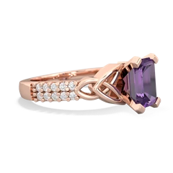 Amethyst Celtic Knot 8X6 Emerald-Cut Engagement 14K Rose Gold ring R26448EM