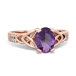 Amethyst Celtic Knot 8X6 Oval Engagement 14K Rose Gold ring R26448VL