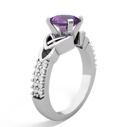 Amethyst Celtic Knot 8X6 Oval Engagement 14K White Gold ring R26448VL