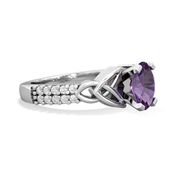 Amethyst Celtic Knot 8X6 Oval Engagement 14K White Gold ring R26448VL